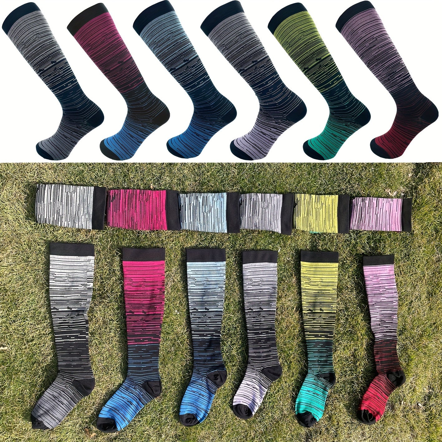Men's Gradient Crew Socks Quick Dry Soft Breathable