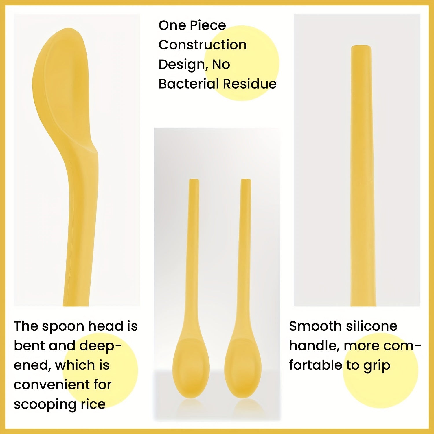 2pcs Long Handle Silicone Spoons for Cooking Mixing Dishwasher Safe