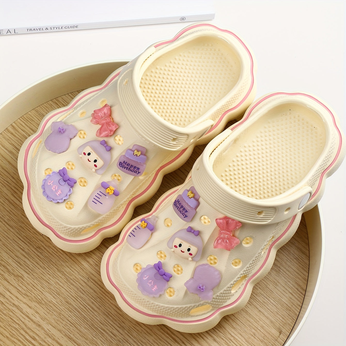 12pcs Purple Princess Bow Shoe Flowers For Crocs Shoes