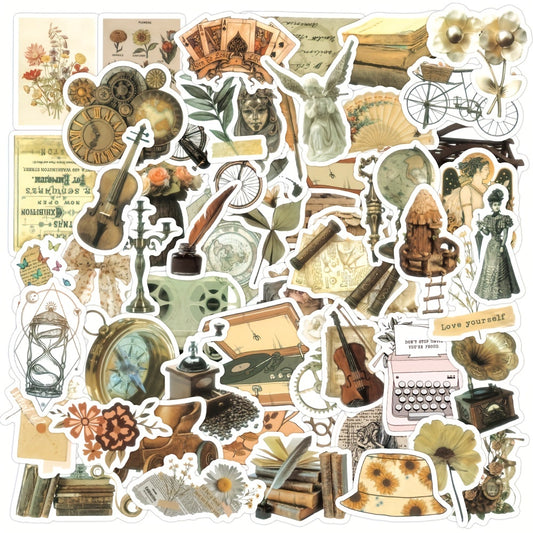 60pcs Vintage Waterproof Decorative Sticker Notebook Bike Water Bottle Diy