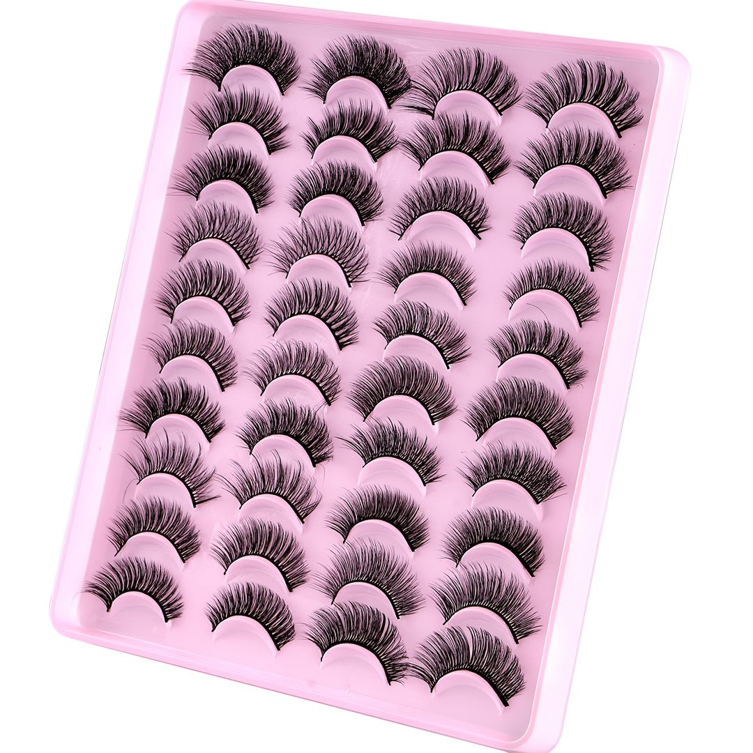 20 Pairs Fluffy Mixed Style Faux Mink Lashes for Daily Work Party Dating
