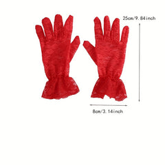 Short Lace Gloves Breathable Floral Gloves Bridal Wedding Gloves