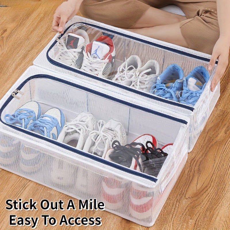 Clear Mesh Shoes Storage Box Underbed Waterproof Storage Bins With Lid