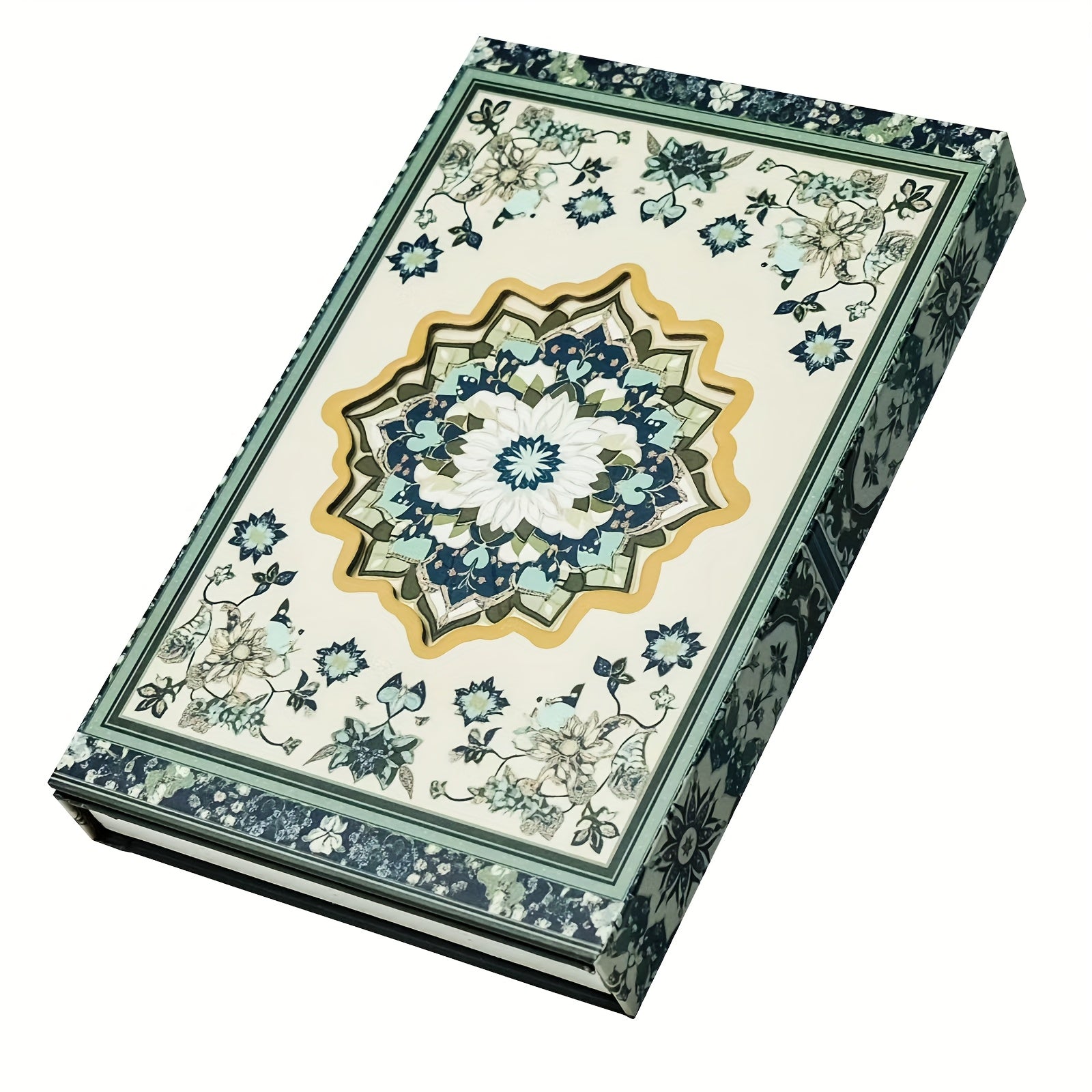 Peacock Green Floral Notebook with Magnetic Closure