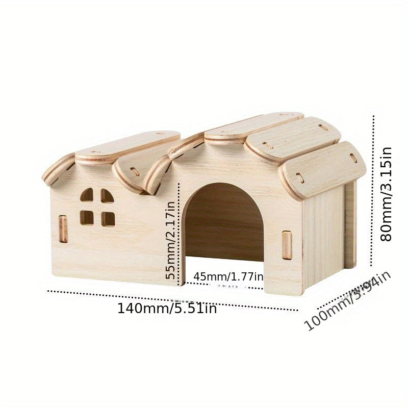 Wooden Hamster Hideout House - Cozy Sleep Nest for Pets