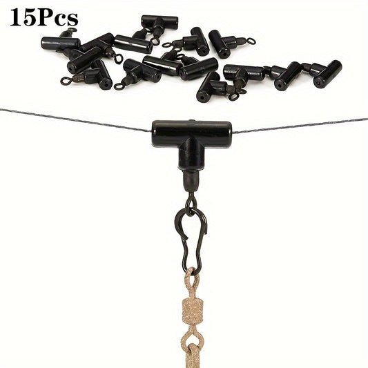 15pcs T Swivel Ring Fishing Connectors Rig Beads Hair Tackle Accessory