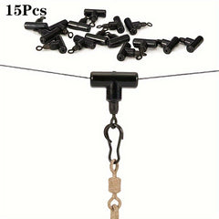 15pcs T Swivel Ring Fishing Connectors Rig Beads Hair Tackle Accessory