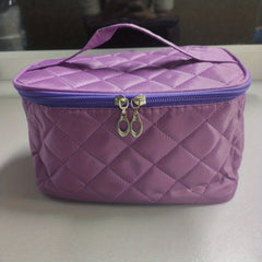 Women's Solid Cosmetic Bag Quilted Detail Hand Bag For Travel