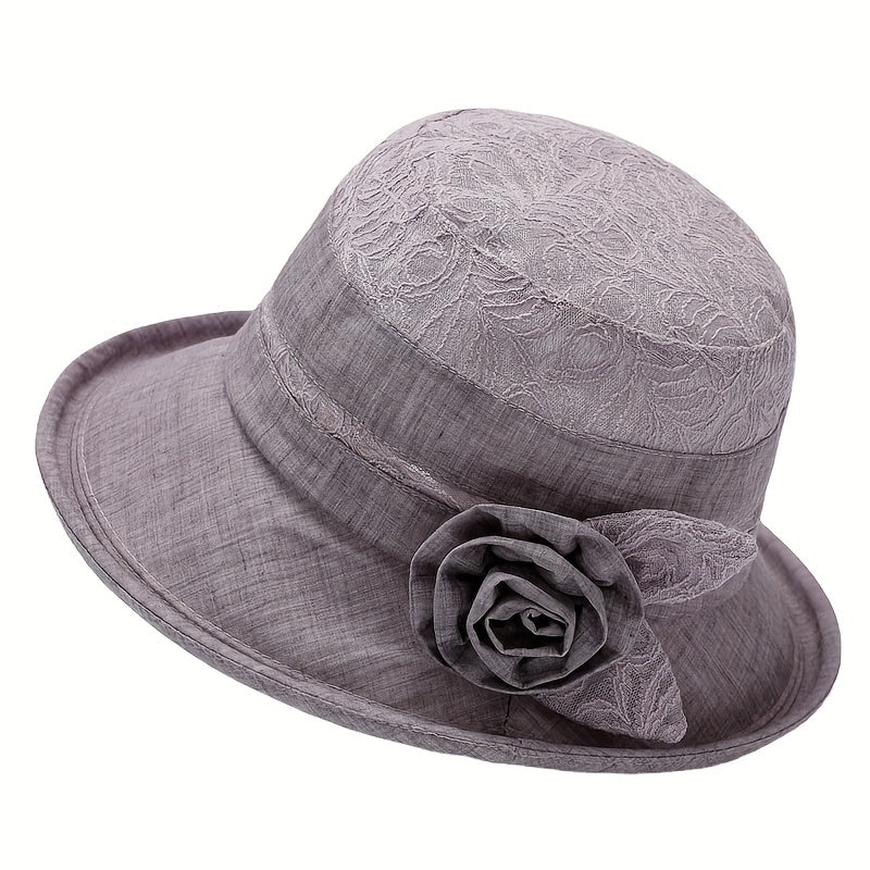 Lace Bucket Hat Flower Decor Thin Basin Hat Sun Hats For Women