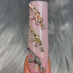 40pcs 3D Alloy Gun Shaped Rhinestone Nail Art Jewelry