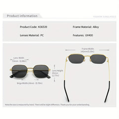 Men's Polygon Sunglasses Vintage Semi Rimless UV400