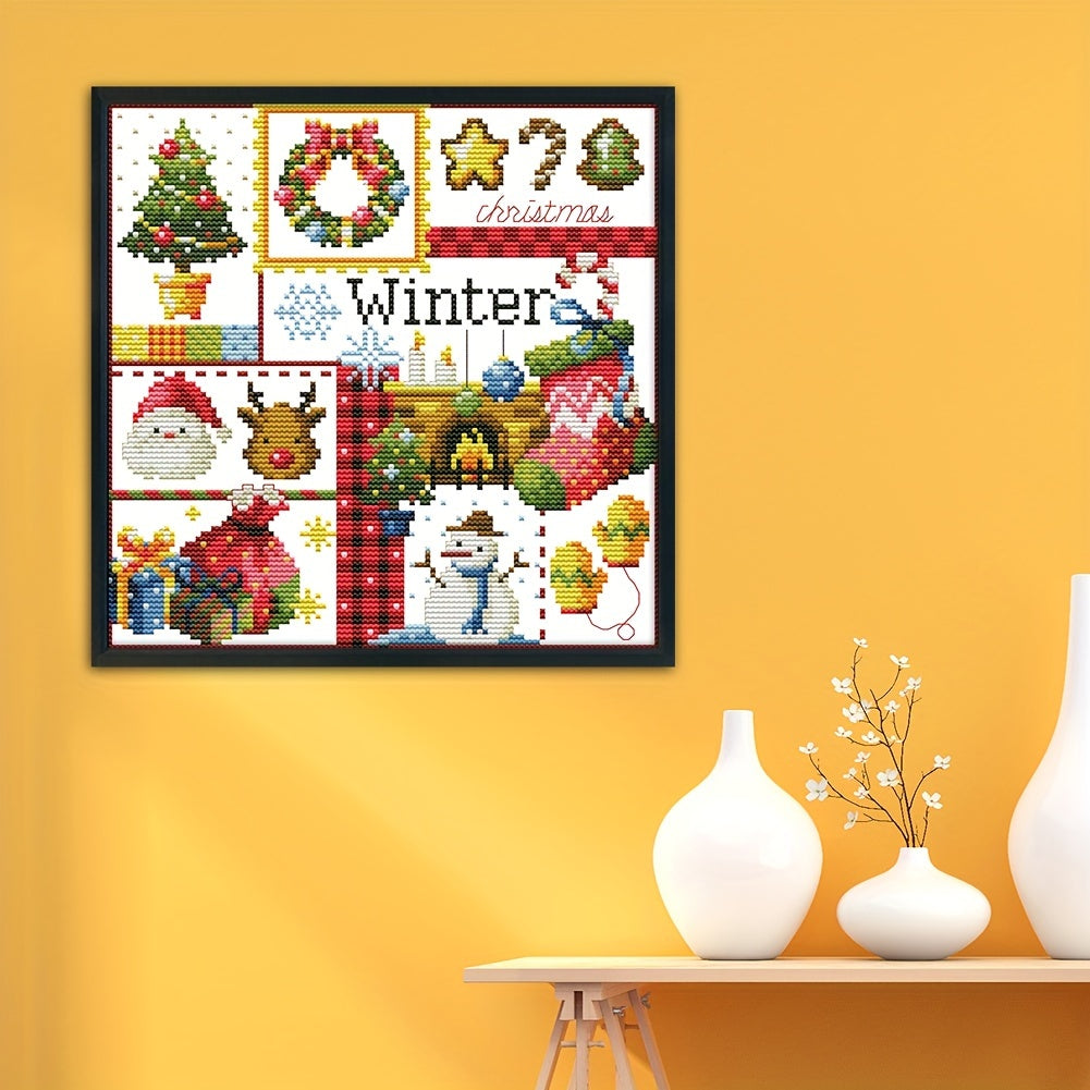 Four Seasons Stamped Cross Stitch Kit 14CT DIY Needlework Decor