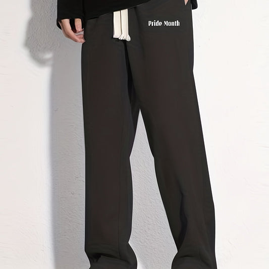Pride Month Letter Print Joggers Men's Casual Loose Fit Pants