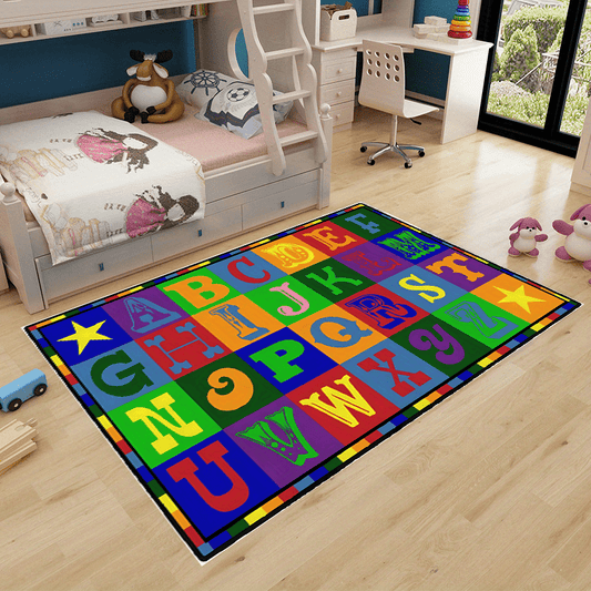 Kids Rug Numbers And Letters Area Rug for Playroom & Nursery