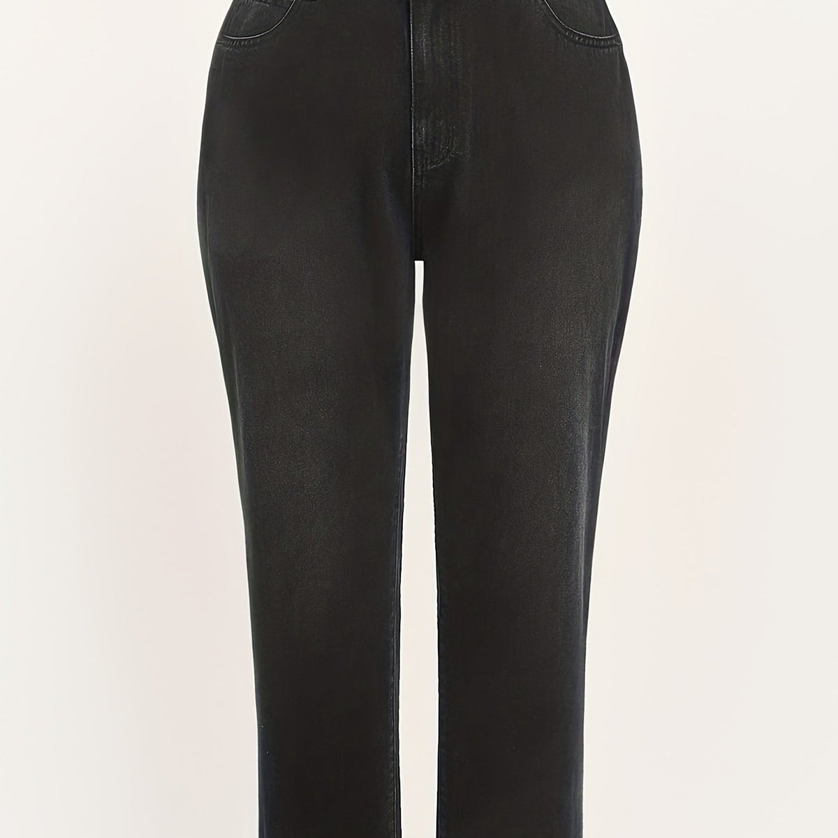  Solid Button Fly Elastic Straight Leg Jeans