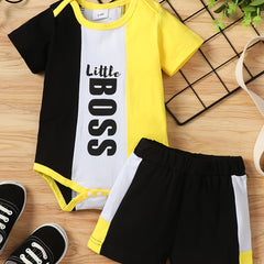 2pcs Newborn Infant Short Sleeve Romper & Shorts Set for Baby Boys