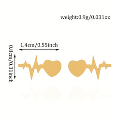 Heartbeat Steel Earrings 3 Colors 18k Plated Stud Women's Jewelry