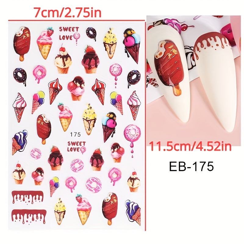 Evil Eye Snake Heart Nail Art Stickers 3D Self Adhesive Flame Animal Nail Decals