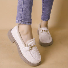 Women's Plaid Pattern Loafers with Plush Lining