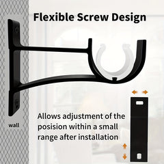 2pc Aluminum Alloy Curtain Rod Bracket Strong Load-bearing Capacity