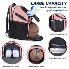 Large Capacity Basketball Backpack with Ball and Shoe Compartment