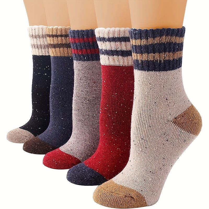 5 Pairs Winter Warm Thick Short Crew Socks for Men and Women