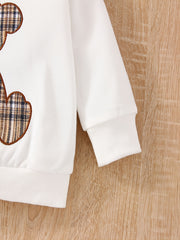 Baby Boys Patchwork Plaid Bear Print Sweatshirt & Sweatpants Set