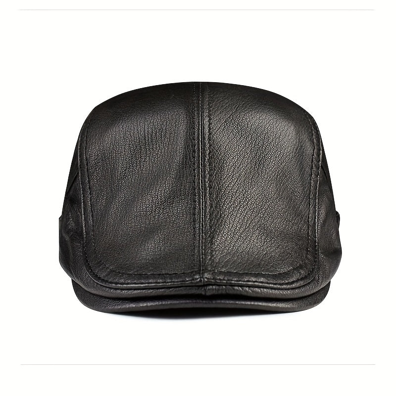 Leather Adjustable Ear Protection Newsboy Cap for Men's Dad