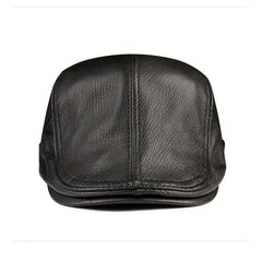 Leather Adjustable Ear Protection Newsboy Cap for Men's Dad