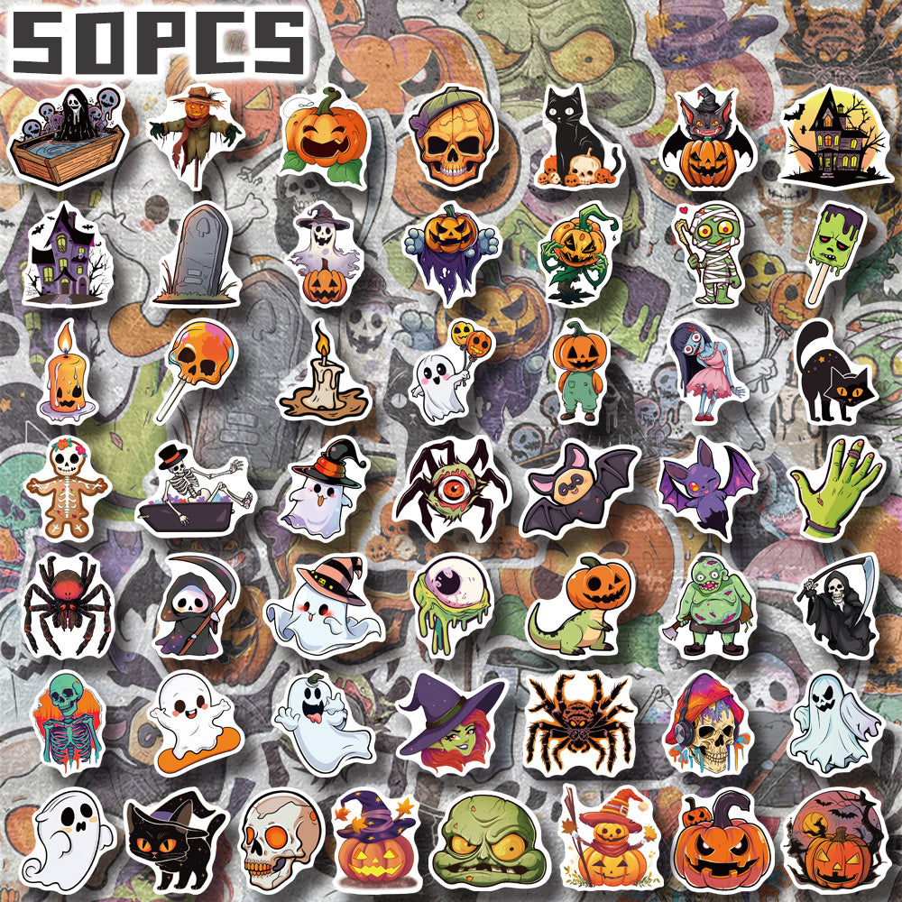 50pcs Halloween Cartoon Stickers YWWBLD PVC Decals for Party Decor & More
