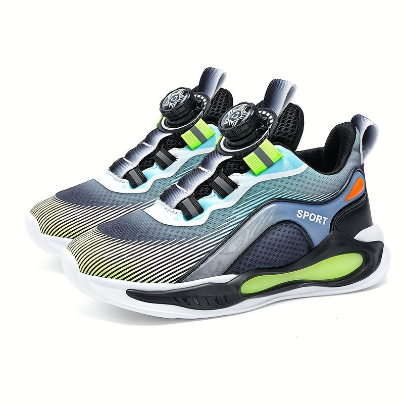 Boy's Rotating Buckle Basketball Shoes Non Slip Sneakers