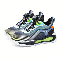 Boy's Rotating Buckle Basketball Shoes Non Slip Sneakers