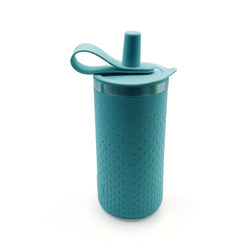 15Oz Silicone Handheld Drinking Kettle Leakproof Straw Water Cup