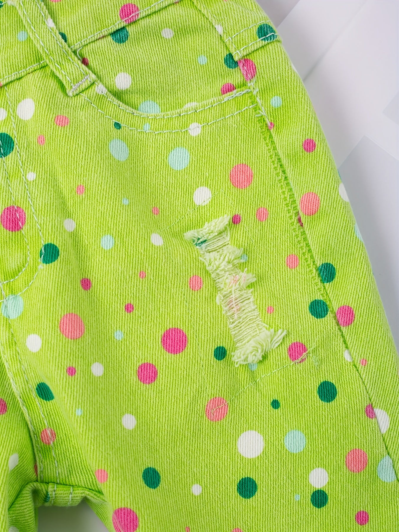 Toddler Girls Polka Dot Ripped Jean Flare Pants Set