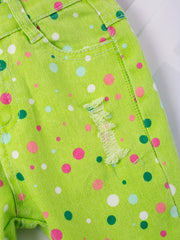 Toddler Girls Polka Dot Ripped Jean Flare Pants Set