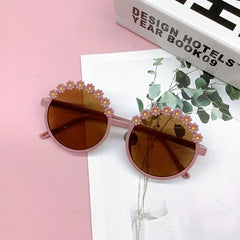 Girl's Round Frame Baby Sunglasses UV Glasses