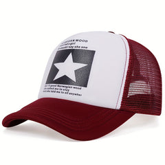 Pentagram Print Mesh Baseball Cap Unisex Trucker Hat Hip Hop Adjustable Dad Hat