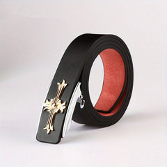 Men's Smooth Buckle Leather Belt Business Casual Frosted Belt