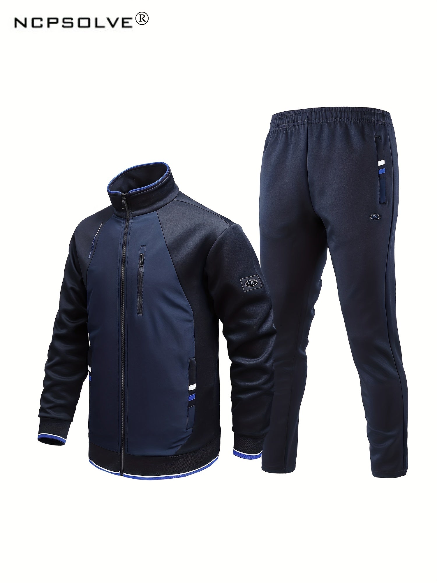 Men's Zip Jacket & Stretch Pants Set for Outdoors & Comfort
