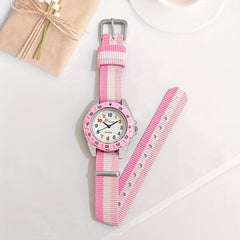 Teen Casual Canvas Watchband Round Dial Quartz Watch For Daily Life