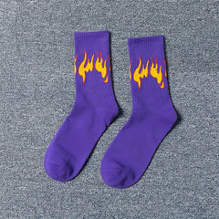 4 Pairs Flame Print Socks Women's Stockings