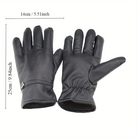 Winter Thickened Riding Gloves Warm Touch Screen Leather Gloves