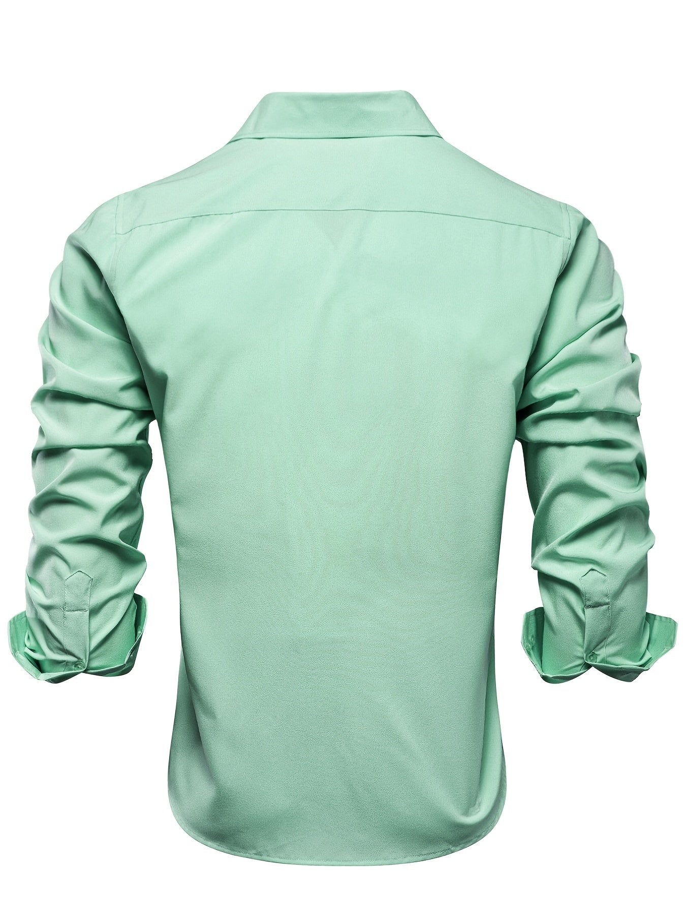 Men's Solid Casual Lapel Crew Shirt Long Sleeve Shirt
