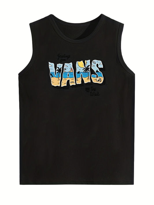 Boys Funny Letter Print Sport Tank Top for Kids