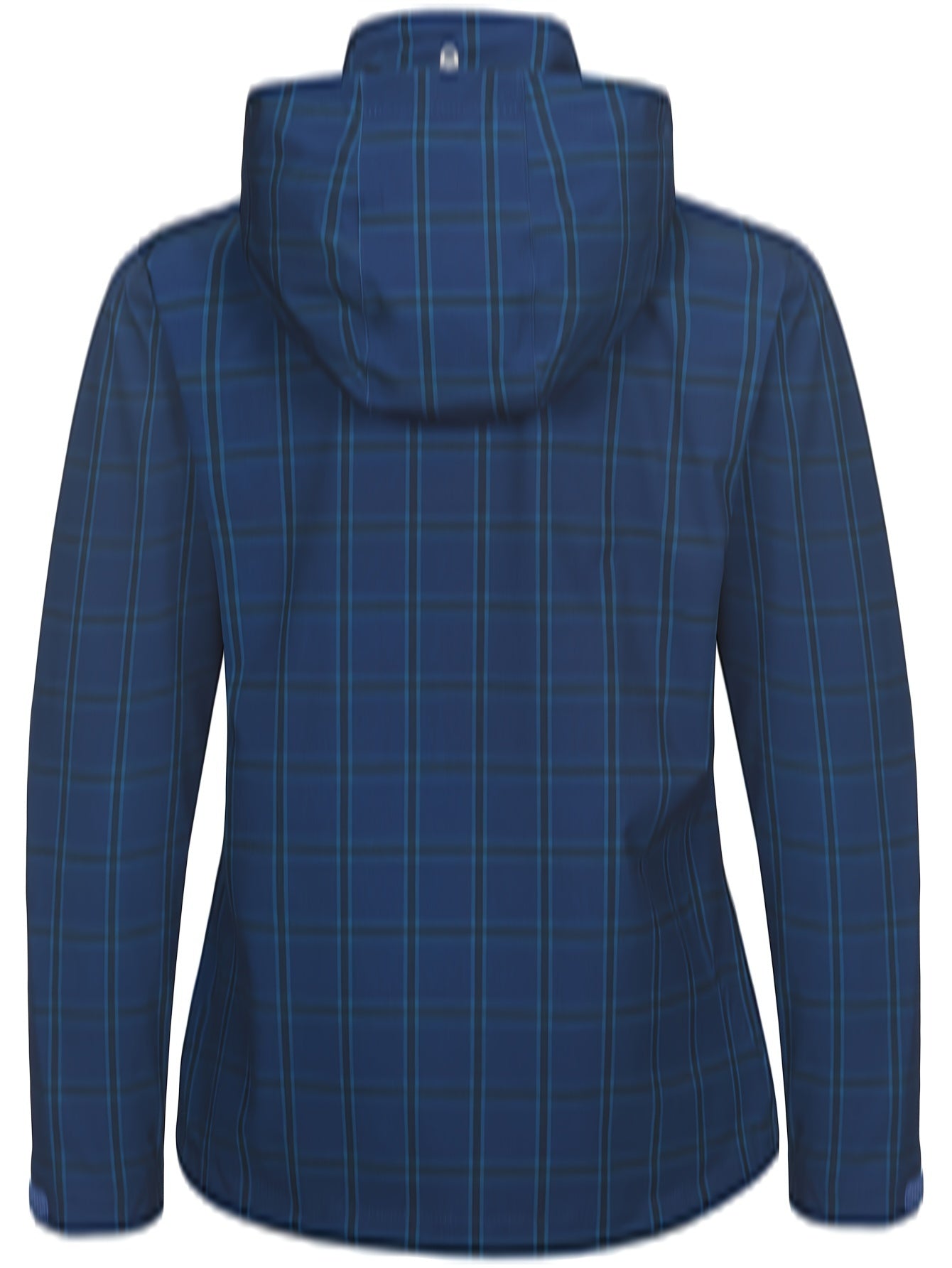 Women's Plaid Print Hooded Jacket Windproof Lightweight Full Zipper