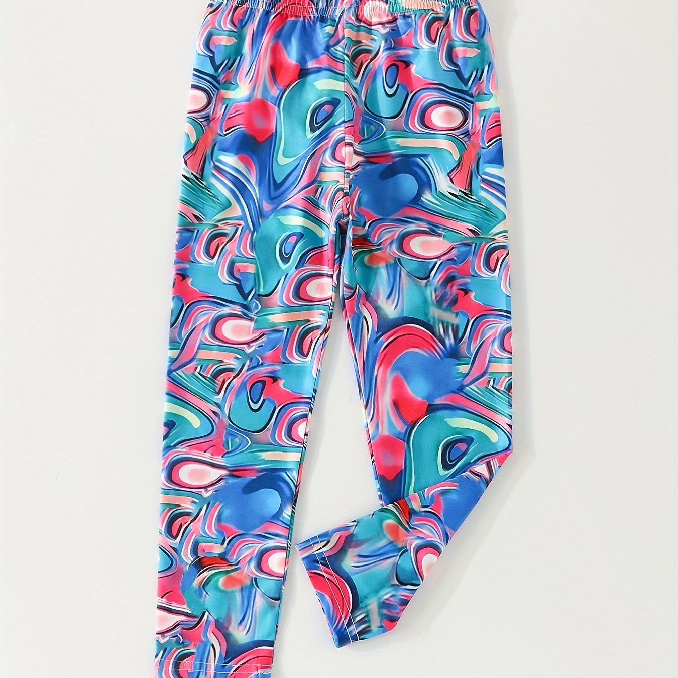 Girls' Colorful Swirls Print Cropped Pants