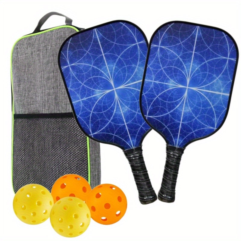 Shollar Fiberglass Pickleball Set with 2 Paddles, 4 Balls & Portable Bag