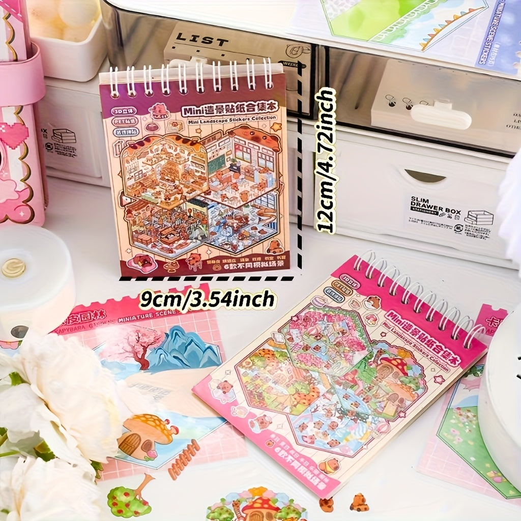Cartoon Mini Landscape 3D Sticker Collection - Colorful Collage for DIY Creation