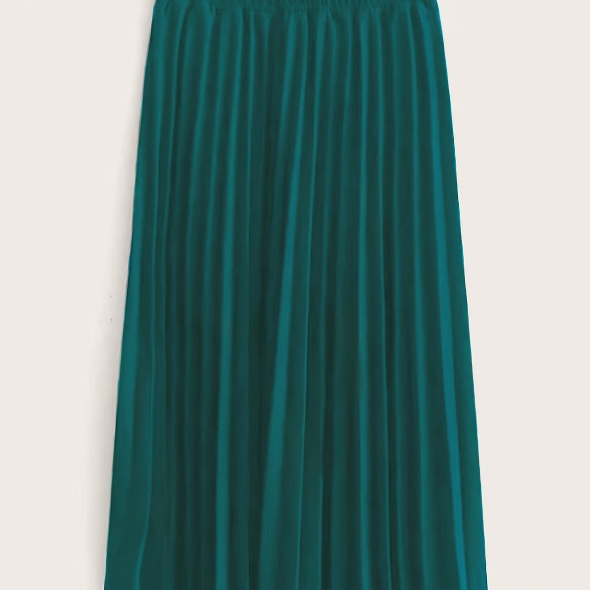  Solid Elastic Pleated Stretch Skirt