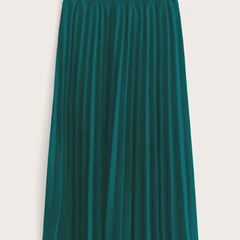  Solid Elastic Pleated Stretch Skirt